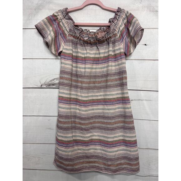 Philosophy Dresses & Skirts - Philosophy Off The Shoulder Dress Size Large Stripes Ruffles
